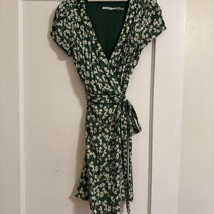 Floral Wrap Dress in Green